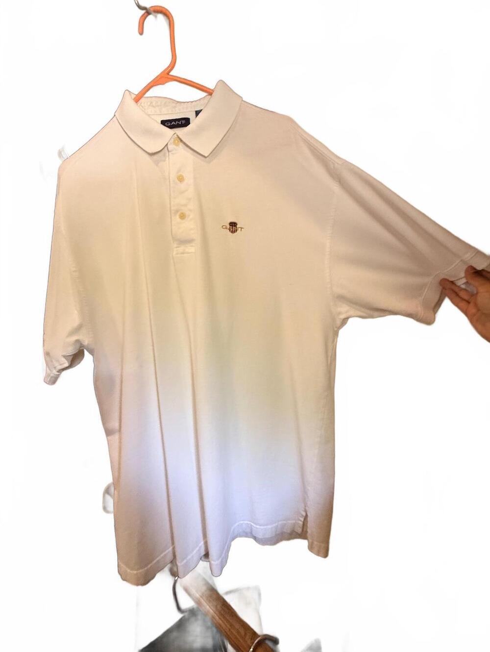 GANT Men’s White Polo Shirt XL 100% Cotton Embroidered Logo Preppy